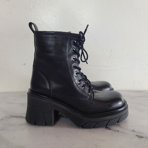 Steve Madden Dax Black Leather Boots 9 New With Box